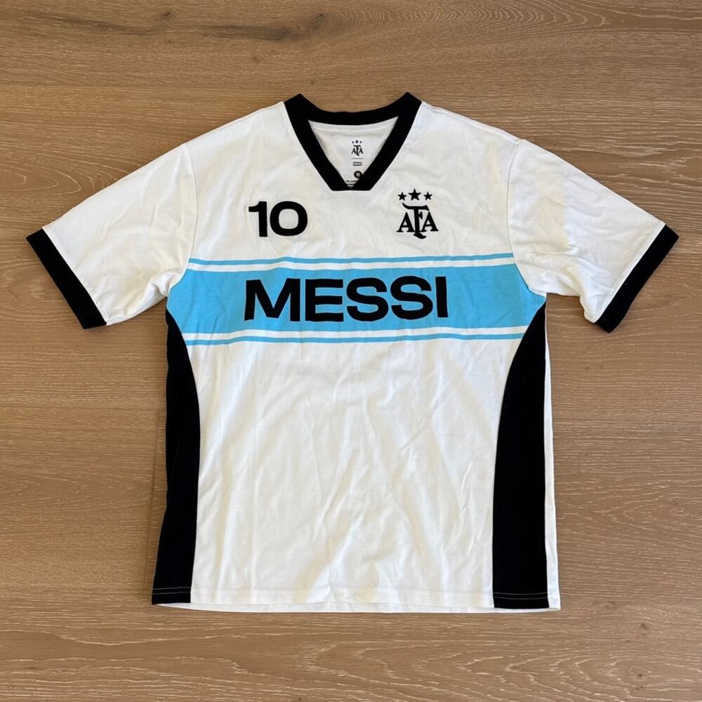 Aeropostale AFA Soccer Shirt Argentina 10 Messi Size M White Black Blue
